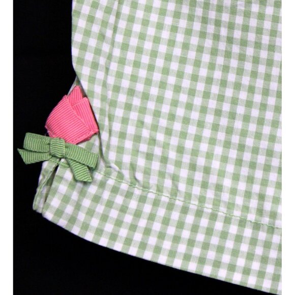 NWT 2010 Gymboree Tulip Garden Bermuda Shorts sz 9 Green Gingham Bow Pockets - Picture 7 of 8